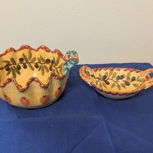 Two Italian Hand Painted Bowls Made In Italy